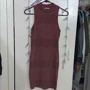 Red Cotton Fitted Mini Dress